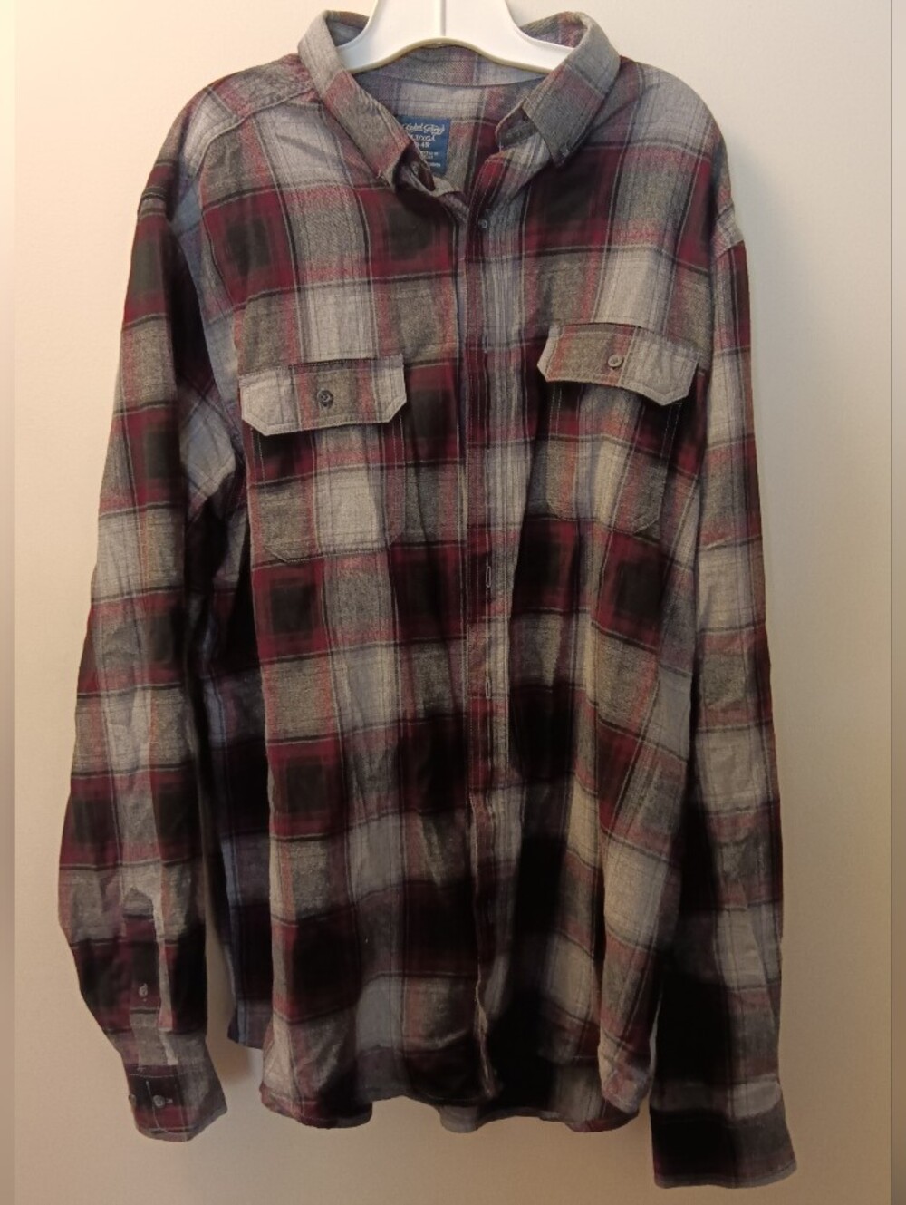 Faded Glory Plaid Shirt Jacket in Gray and Burgundy